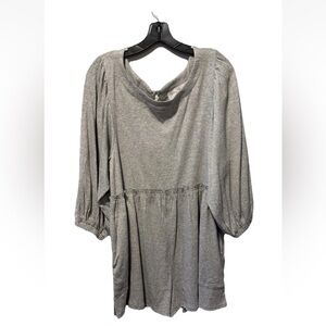 NWOT’s Apricot Lane Danielle Ashley Romper Women Gray Textured 3/4 Puff Sleeve